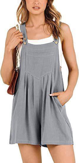 Comfy Women's Short Overalls for Summer-Grey-9