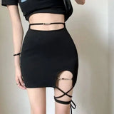 Women's Slim-fit High Waist Sheath Fashion Tie Skirt-7