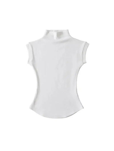 Women Summer Turtleneck Sleeveless T-Shirts Tops Solid-6