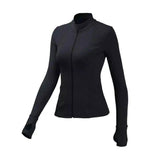 Women's Zippered Athletic Jacket-Black-2