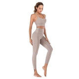 Yoga Solid Color Sports Underwear Suit Fitness Yoga Pants-Grey-1