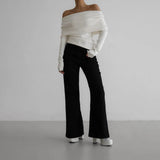 Off Shoulder Knitted Long Sleeve