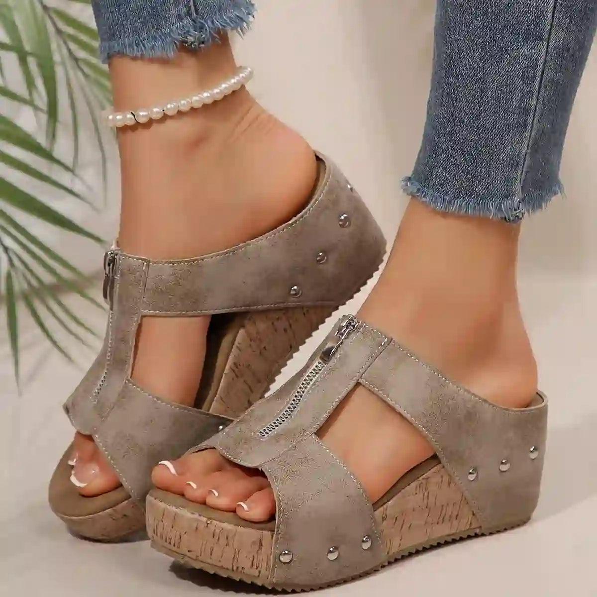 Women’s Platform Peep‑Toe Wedge Slippers