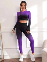 Women Yoga 2 Pieces Workout Outfits Seamless High Waist-2